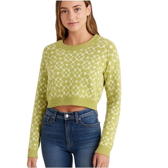 Hollister Sweaters - Hollister Retro Green White Flower Crop Sweater - Size Small